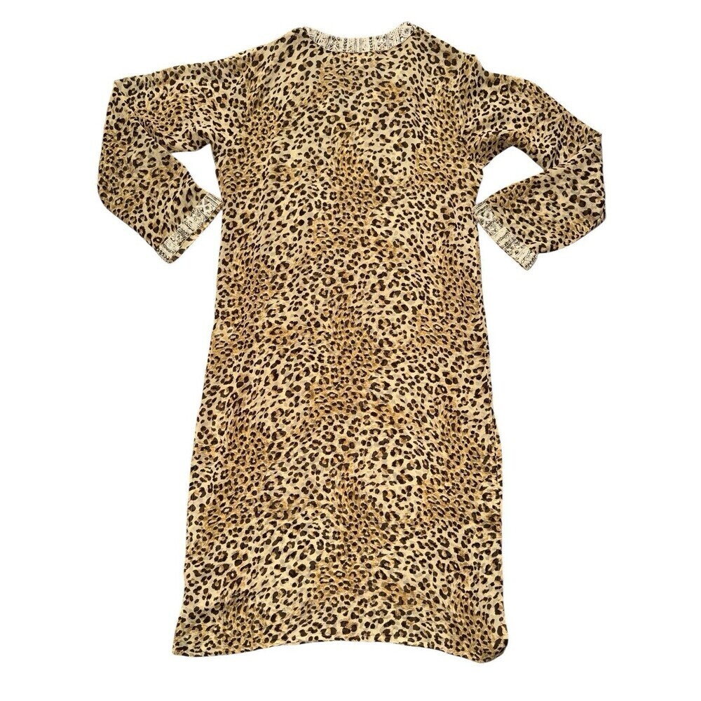 Elizabeth Hurley 100% Silk Beach Sheer Leopard Beaded Tunic Dress Cover Up - Picture 7 of 10